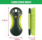 Pine-Sol Scrub Brush Set - Long Handle Cleaning Brushes with Heavy Duty Bristles and Comfort Grip - Scrubbers for Kitchen, Household, and Dishwashing, 3 Pieces