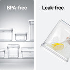 Premium Airtight Food Storage Containers, Mini Square 3pc/set(0.32qt), Smart One-Click Seal Lid, No Hinges, 100% Leak Proof, BPA-FREE, Dishwasher, Freezer & Microwave Safe