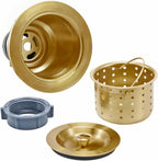 KONE 3-1/2 Inch Gold Sink Drain, Durable Stainless Steel Brass Kitchen Sink Drain Assembly Kit with Sink Strainer Waste Basket/Strainer Assembly/Sealing Lid for Standard Kitchen Sink