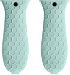 Patelai 2pcs Silicone Handle Cover for Cast Iron Skillet Kitchen Silicone Handles for Pots and Pans Non-Slip Pot Holder Sleeve for Fry Pan Griddles Metal Aluminum Cookware(Bright Green)