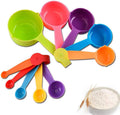 10 Pieces Plastic Measuring Cups and Spoons Set Colored for Kitchen Cooking Bathing (random style)