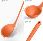 13 inch Silicone Soup Ladle: U-Taste 600ºF Heat Resistant 4 oz Large Non-stick Seamless Rubber Kitchen Deep Serving Spoon with Non-slip Solid Long Handle for Cooking Sauce/Stews/Gravies/Chili(Orange)