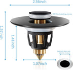 Black Bathroom Sink Stopper，Pop Up Drain Stopper for Bathroom Sink，Bathroom Sink Strainer ，Sink Plug,Universal Wash Basin Sink Stopper，Suitable for 1.1~1.5 Inch Bathroom Sink Drain Pipe (Matte Black)