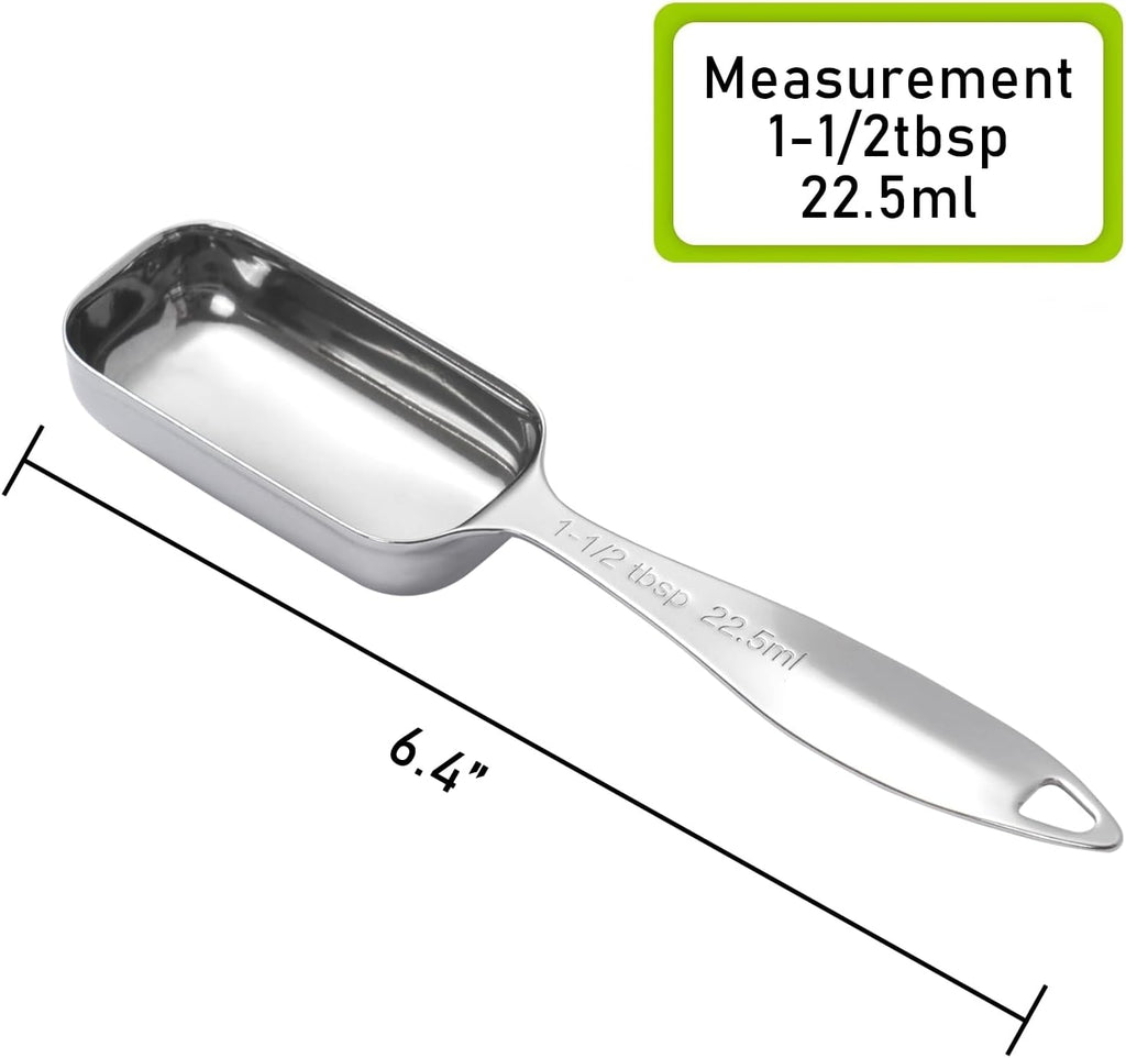 2PCS 1-1/2tbsp (22.5ml) Single Measuring Spoon, Individual Stainless Steel Long Handle Measure Teaspoon Only