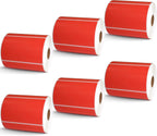 BETCKEY - 4" x 2.5" Shipping & Multipurpose Labels Compatible with Zebra & Rollo Label Printer,Premium Adhesive & Perforated[Red, 6 Rolls, 3720 Labels]