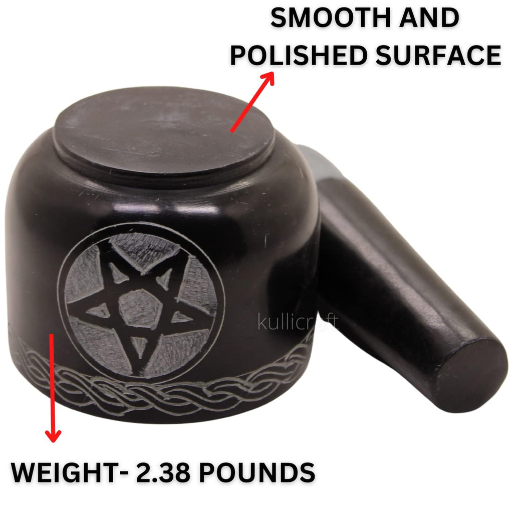 Mortar and Pestle Set Unique - Black Pestle and Mortar Bowl Solid Stone Grinder for Herbs Spice Guacamole Garlic Ginger Root