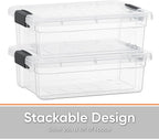 Superio Clear Storage Bins with Lids, Stackable Storage Box with Latches and Handles, Extra Small, 4 Pack 2 Quart