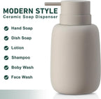 Ceramic Hand Soap Dispenser for Bathroom,16OZ Matte Dish Soap Dispenser for Kitchen Sink,Refillable Liquid Lotion Dispenser with Easy-to-Press Pump Rubber Paint (Grey)