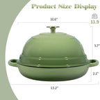 Enameled Cast Iron Dutch Oven Pot with Lid, Round Bread Oven for Homemade Sourdough Bread Baking, 6 Quart, Pistachio Green