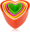 Cookie Biscuit Cutter Set, Two Side Cookie Cutters Plastic Set Multi-size Cake Fruit Vegetable Shapes Cutter Random color (Heart Shaped, 5 Pack)