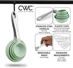 COOK WITH COLOR Measuring Cups Set and Measuring Spoon Set, Stainless Steel Handles, Nesting Kitchen Measuring Set, Liquid Measuring Cup Set, 12 PC Stainless Steel, Mint