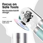 Beneno Can Opener Manual with Magnet, Hand Held Heavy Duty Can Opener with Durable Sharp Blade Smooth Edge, Big Effort-Saving Knob, Soft Grip Rubber Handle, Multifunctional Bottle Opener, Mint