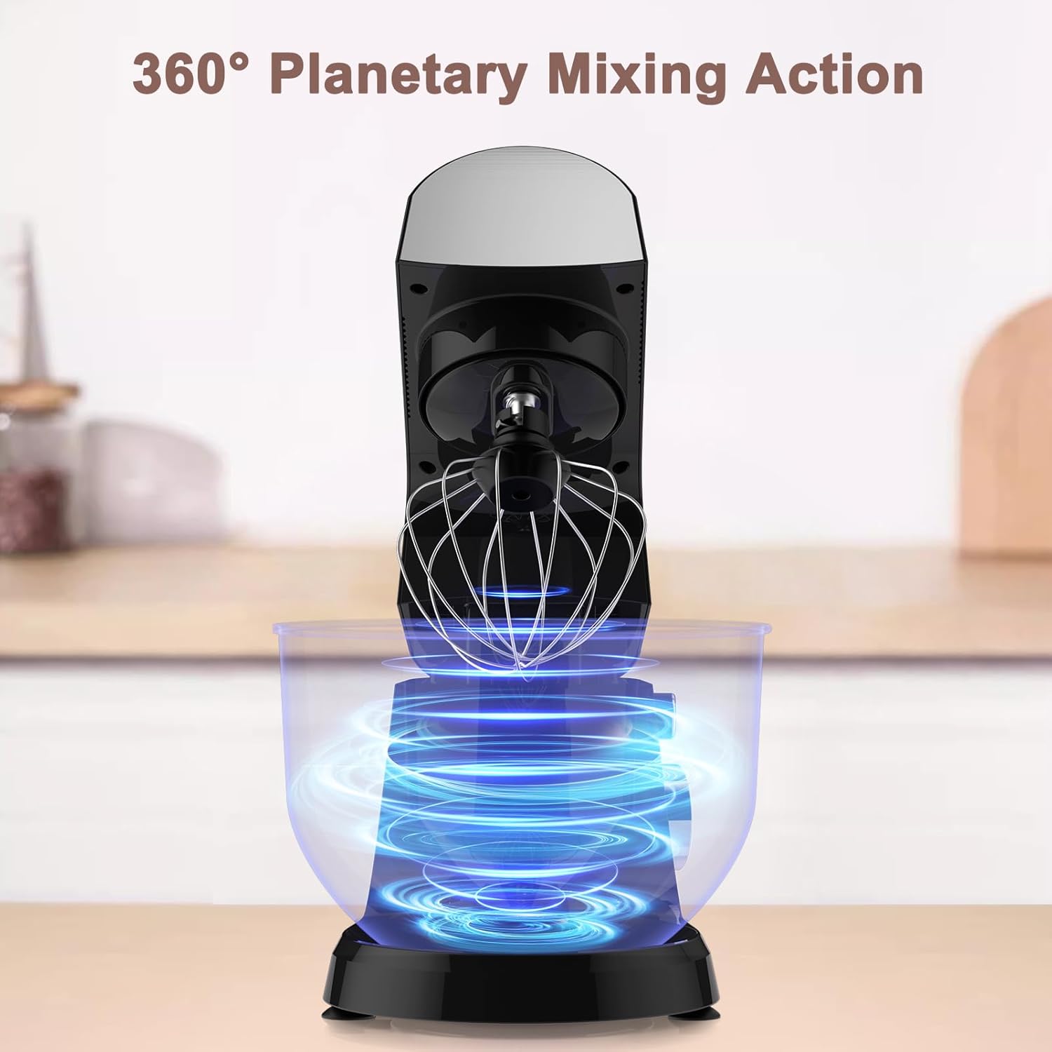 Stand Mixer, 5.5 Quart, 10 Speed Tilt-Head Food Mixer, Kitchen Electric Mixer with SS Bowl, Copper Motor, Beater, Dough Hook, SS Egg Whisk (300W Black)