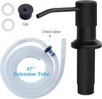 Soap Dispenser for Kitchen Sink and Extension Tube Kit, Stainless Steel Countertop SoapDispenser with 47 Inches Tube Connects Directly to Soap Bottle, Hand and Dish Soap Dispenser Pump （Black）