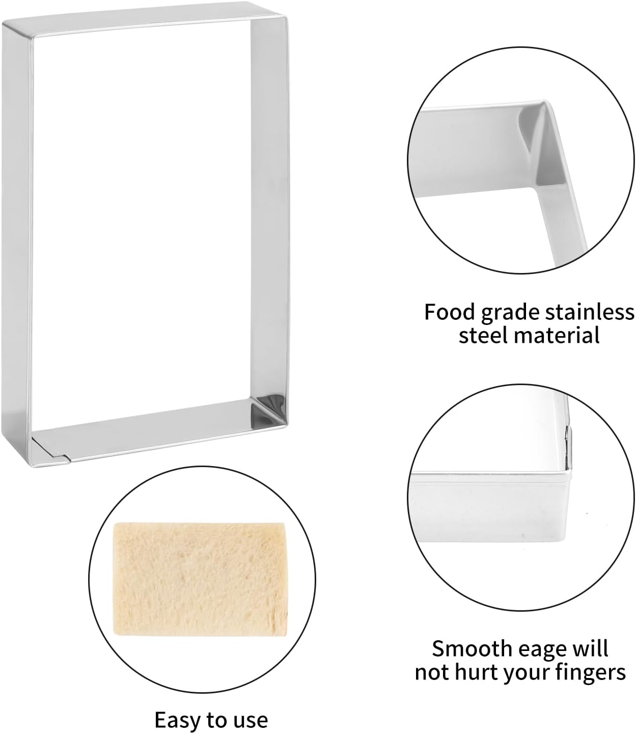 Rectangle cookie cutter ANCKNE Stainless Steel Rectangle Biscuit Molds Square Pastry Molds Fondant Cake Cookie Cutter Set 1 Inch Depth