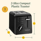 Cuisinart CPT-122BK 2-Slice Compact Plastic Toaster, Black