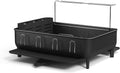 simplehuman Large Capacity Dish Drying Rack with Stainless Steel Frame, 360º Easy Drain Swivel Spout, Utensil & Wine Glass Holder, Anti-Residue Coating, Moisture Control Surface, Matte Black
