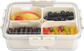 4 Compartment Snack Box Container Tray, Divided Serving Tray with Lid, Mini Small Snackle Box, Portable Charcuterie Container for Party, Picnic, Travel, Food Platter for Snack, Fruits, Veggies