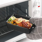 Sweejar Ceramic Baking Dish, Rectangular Small Baking Pan with Double Handles, 20 Oz for Cooking, Brownie, Kitchen, 6.5 x 4.9 x 1.8 Inches(Black)