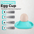 Flexzion Egg Cups for Soft Boiled Eggs - Set of 6 Ceramic Egg Holder - Stackable Egg Coddler Cups with Base for Serving, Breakfast, Brunch - Kitchen Table Decor, Blue