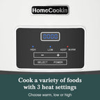 HOMECOOKIN 6-Quart Programmable Slow Cooker with Timer - Small Kitchen Appliance for Family Dinners - Serves 6+ People - Heat Settings: Keep Warm(White)