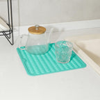 Silicone Dish Drying Mat for Multiple Usage,Easy clean,Eco-friendly,Heat-resistant Silicone Mat for Kitchen Counter or Sink,Refrigerator or Drawer liner Mint M 12 inches x 12 inches