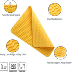 Silicone Dish Drying Mat for Multiple Usage,Easy clean,Eco-friendly,Heat-resistant Silicone Mat for Kitchen Counter or Sink,Refrigerator or drawer liner Yellow L 16 inches x 12 inches