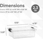 Superio Clear Storage Boxes with Lids, 2.5 Quart Plastic Container Bins for Organizing, Stackable Crates, BPA Free, Non Toxic, Odor Free, Organizers for Home, Office, School, and Dorm