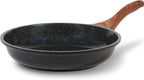 ESLITE LIFE Nonstick Ceramic Frying Pan Skillet, Non-Toxic Egg Omelette Kitchen Cooking Pans Compatible with All Stovetops (Gas, Electric & Induction), PTFE & PFOA Free (Black, 8'')