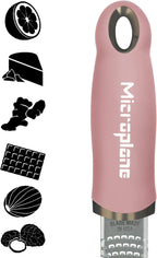 Microplane Zester Grater in Dusty Rose for Citrus Fruits, Hard Cheese, Ginger, Chocolate and Nutmeg with Fine Stainless Steel Blade - Made in USA