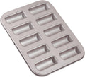 CHEFMADE Financier Cake Pan, 10-Cavity Non-Stick Rectangle Muffin Pan Biscuits Cookies Bakeware for Oven Baking (Champagne Gold)