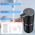 2 Pack Automatic Soap Dispensers,12.8oz/380ml USB Touchless Automatic Foaming Soap Dispenser,Rechargeabled Wall Mounted Smart Soap Dispenser for Bathroom Kitchen Dish Soap(Black)