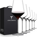 OJA Red Wine Glasses Set of 6, Premium Crystal Wine Glasses Hand Blown, 17 oz, Long Stem, Thin Rim, Perfect for Daily Use, Unique Wedding Anniversary or Birthday Gift