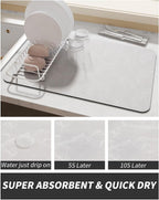 AMOAMI Coffee Mat Hide Stain Rubber Backed Absorbent Dish Drying Mat for Kitchen Counter - Fits Under Coffee Maker or Machine