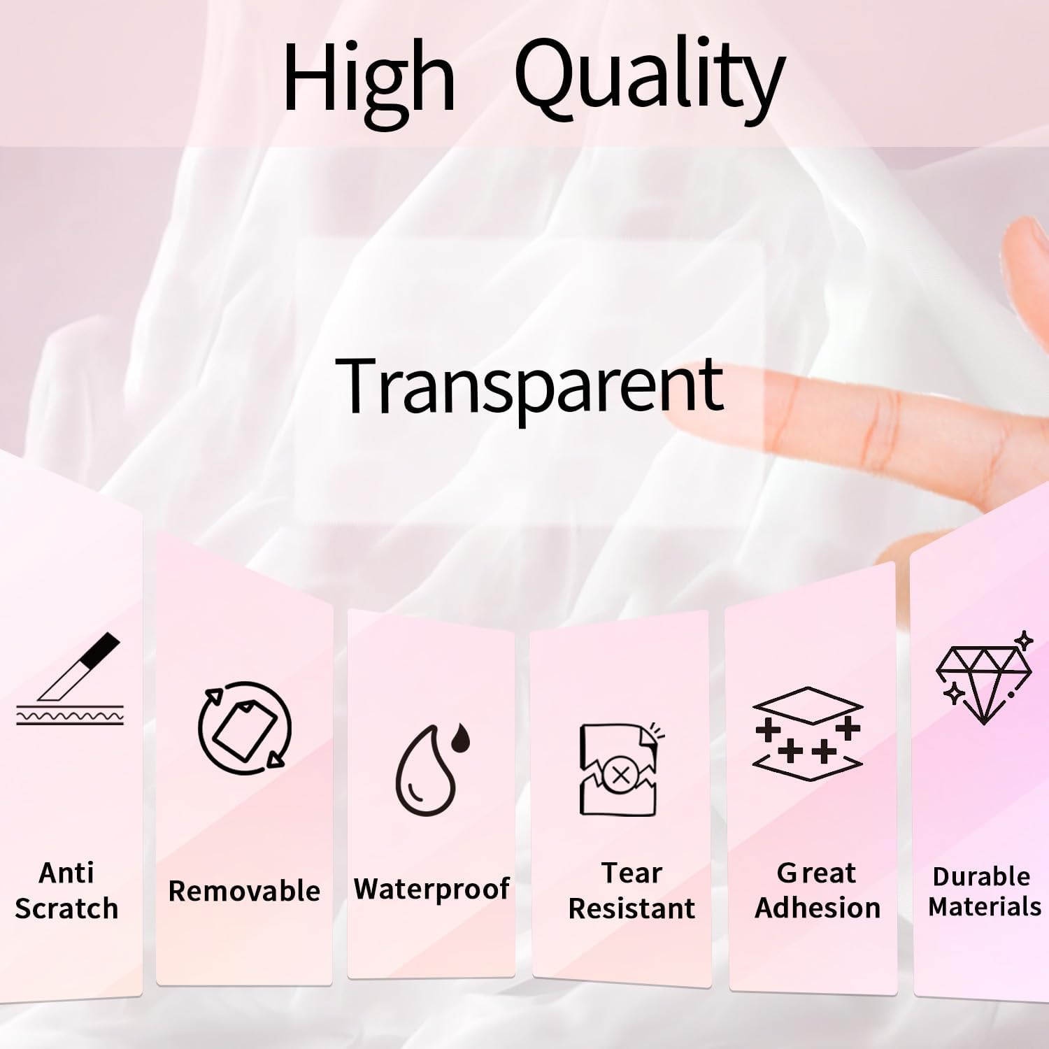 3x2 Inch Transparent Thermal Labels Stickers, Holographic Transparent Pink Direct Thermal Labels, Self-Adhesive Clear Waterproof Stickers for Logo Design- 200 Sheets