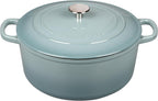 Enameled Dutch Ovens Cast Iron Dutch Oven Pot with Lid for Bread Baking, Cook, Dual Handle, 7 Quart, Seasalt