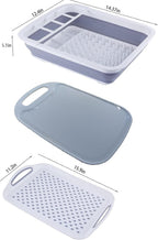 YunTeng Collapsible Dish Drying Rack and Drainboard Set Portable Camp Dish Drainer Dinnerware Organizer Dish Rack Foldable Dying Dish Storage Rack for Kitchen Counter RV Camping Accessories