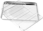 Baking Sheet and Cooling Rack Set, Stainless Steel Commercial Grade Cookie Sheet and Rack Set, 12.5 x 10 x 1 inch, Healthy & Nontoxic & Rustproof & Easy Clean & Dishwasher Safe