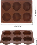 uxcell 2pcs Silicone Muffins Pan, 6 Cup Silicone Cupcake Pan Nonstick Baking Tray for Muffins, Cupcakes, Dishwasher Safe, Brown