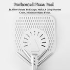 12 Inch + 7 Inch Perforated Pizza Peel Set, Pizza Turning Peel with Metal Handle, Pizza Spatula Paddle for Homemade Pizza Oven Accessories