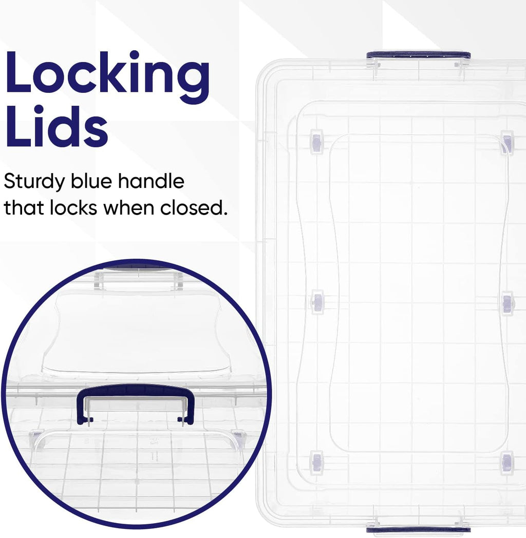 Superio Storage Bins with Lids, Clear Plastic Containers for Organizing, Stackable Totes, BPA Free, Odor Free, Organizer Boxes for Home, and Dorm (2 Pack, 42 Quart)