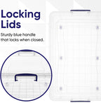 Superio Storage Bins with Lids, Clear Plastic Containers for Organizing, Stackable Totes, BPA Free, Odor Free, Organizer Boxes for Home, and Dorm (2 Pack, 42 Quart)
