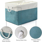 TheWarmHome Storage Bin for Shelves - Extra Jumbo 3 Pack 20.5L×15.7W×13.8H Storage Basket for Organizing, Fabrin Storage cubes with Drawstring Cover for Living Room Bedroom Decor Closet（White & Green