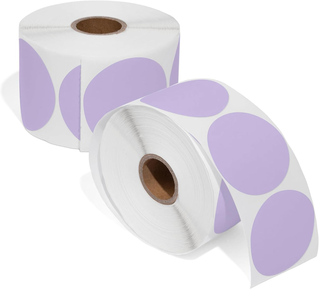 Spartan Industrial - 2" Direct Thermal Labels - Purple Circle Label Stickers for Business Logos, QR Codes, Color Coding, and More (2 Rolls, 750/Roll)