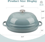 Enameled Oval Cast Iron Dutch Oven Pot with Lid, Bread Dutch Oven for Sourdough Bread Baking, 6QT, Seasalt