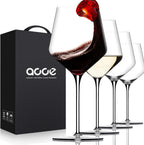 LUNA & MANTHA Red Wine Glasses Set of 4, Crystal White Wine Glass with Long Stem (18 oz), Dishwasher Safe, Hand Blown, Perfect for Daily Use, Party, Father's Day Gift