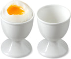 Cinf Ceramic Egg Cup Set of 2 White Porcelain Holder Breakfast Boiled Cooking Easy to Clean Childhood Memories Kitchen