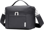 NOL Natural Organic Lifestyle Small Insulated Lunch Bags for Women Cooler Bag Lightweight Nylon Waterproof Lunch Box For Work（Small，Black）