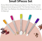 Stainless Steel Mini Measuring Spoons Set of 5 – Precise Teaspoon Measuring Tools 1/64, 1/32, 1/16, 1/8, 1/4 Tsp – Small Spice Measuring Spoons with Silicone Grip Handles & Storage Ring