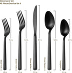 Alata Cube 45-Piece Forged Stainless Steel Flatware Set Cutlery Set with Utensil-Serving Set, Silverware Set Service for 8, Matte Satin Polished, Dishwasher Safe